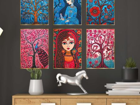 Set of Six Wall Paintings for Wall Dacoration Golden Framed Wall Paintings for Living Room & Bedroom Wall Art for Home Decoration & Office Wall Décor (17x13 inch CH-GD6-1)
