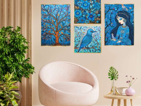 Set of Four Wall Paintings for Wall Dacoration Golden Framed Wall Paintings for Living Room & Bedroom Wall Art for Home Decoration & Office Wall Décor (13x10 inch CH-GD4-2)