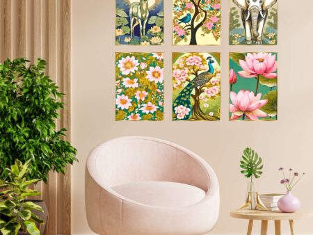 Set of Six Wall Paintings for Wall Dacoration Golden Framed Wall Paintings for Living Room & Bedroom Wall Art for Home Decoration & Office Wall Décor (13x10 inch CH-GD6-7)