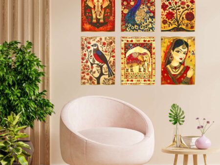 Set of Six Wall Paintings for Wall Dacoration Golden Framed Wall Paintings for Living Room & Bedroom Wall Art for Home Decoration & Office Wall Décor (13x10 inch CH-GD6-8)