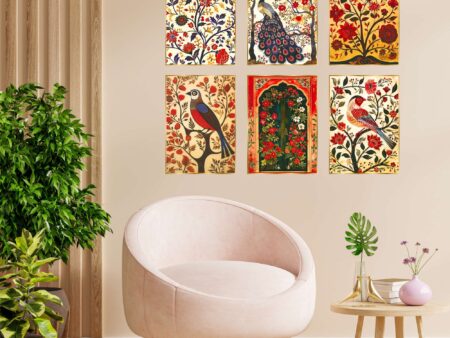 Set of Six Wall Paintings for Wall Dacoration Golden Framed Wall Paintings for Living Room & Bedroom Wall Art for Home Decoration & Office Wall Décor (17x13 inch CH-GD6-9)