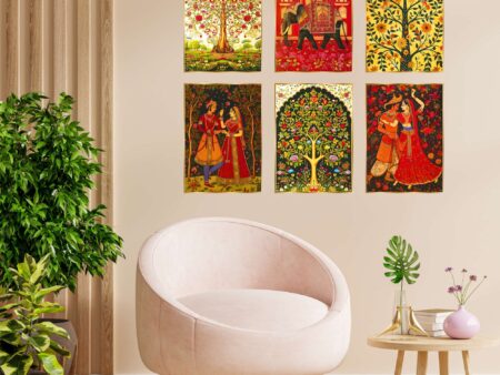 Set of Six Wall Paintings for Wall Dacoration Golden Framed Wall Paintings for Living Room & Bedroom Wall Art for Home Decoration & Office Wall Décor (17x13 inch CH-GD6-10)