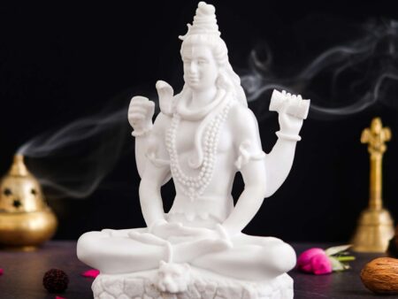Handicraft Marble dust Lord Shiv ji Statue for Pooja, Car Dashboard I Shiva Idol I Bholenath I Mahakal I Adiyogi Statue I Office Table