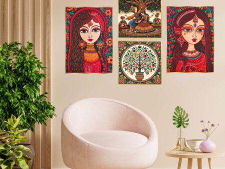 Set of Four Wall Paintings for Wall Dacoration Golden Framed Wall Paintings for Living Room & Bedroom Wall Art for Home Decoration & Office Wall Décor (13x10 inch CH-GD4-12)