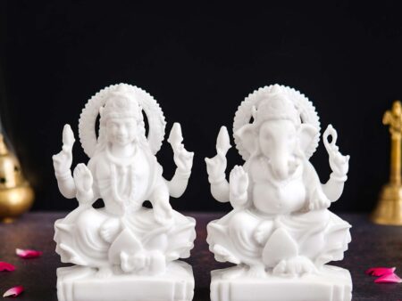 Laxmi Ganesha Idol Marble Murti For Puja Home Diwali Decoration Gifts