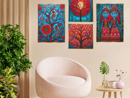 Set of Four Wall Paintings for Wall Dacoration Golden Framed Wall Paintings for Living Room & Bedroom Wall Art for Home Decoration & Office Wall Décor (13x10 inch CH-GD4-9)