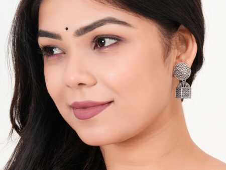 Earrings for Women Traditional Silver AZ838-OXidised Jhumka Set | German Silver Chand Baliyan & Jhumkas Earrings | Birthday & Anniversary Gift -AZ838-OX-ER33