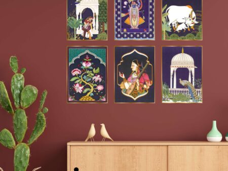 Set of Six Wall Paintings for Wall Dacoration Golden Framed Wall Paintings for Living Room & Bedroom Wall Art for Home Decoration & Office Wall Décor (13x10 inch CH-GD6-3)